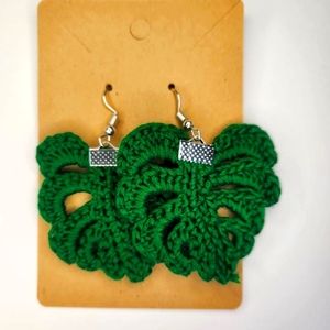 Crochet Monstera earrings